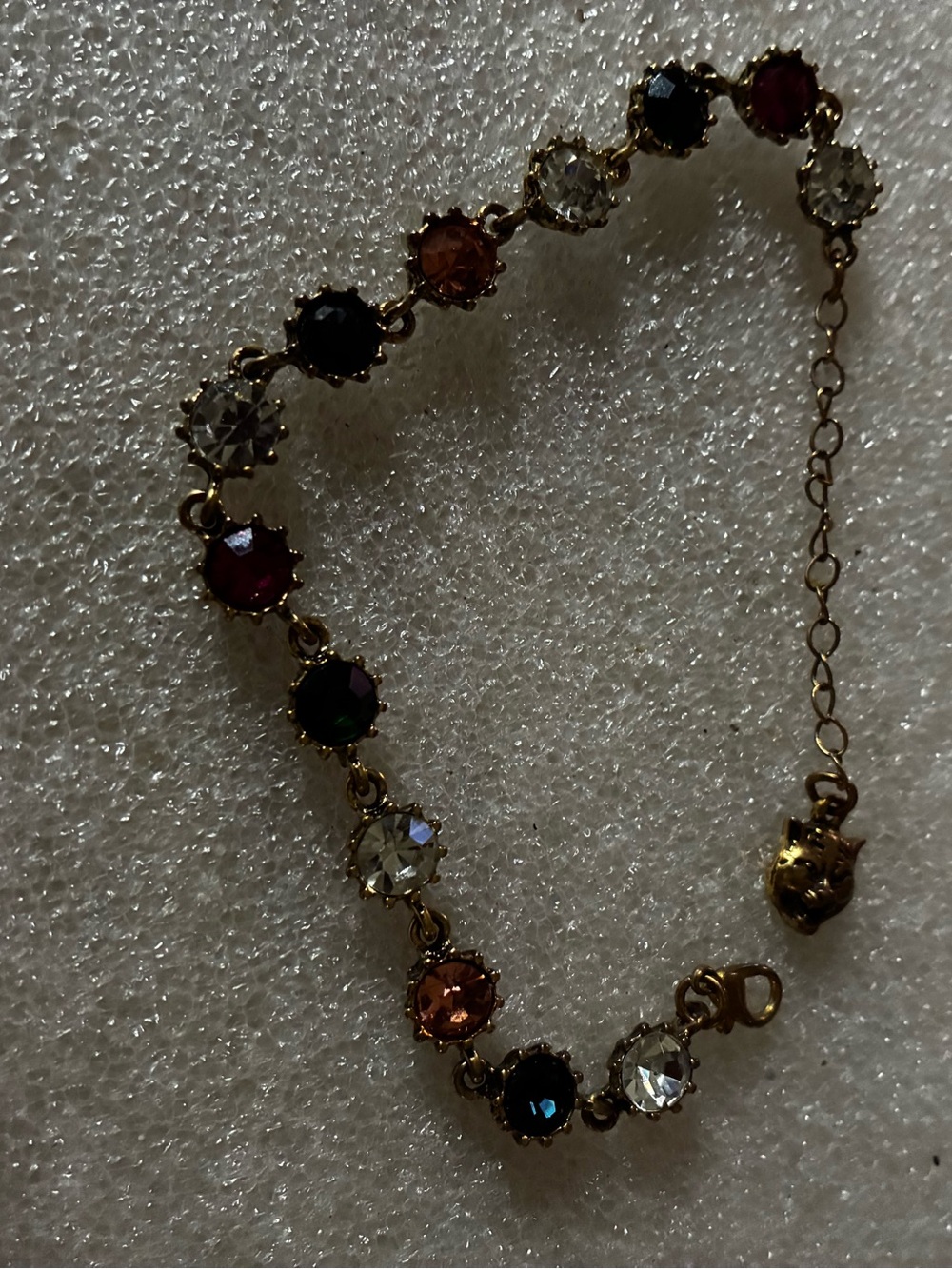 Delicate Multicolor Crystal Bracelet - Gold Tone